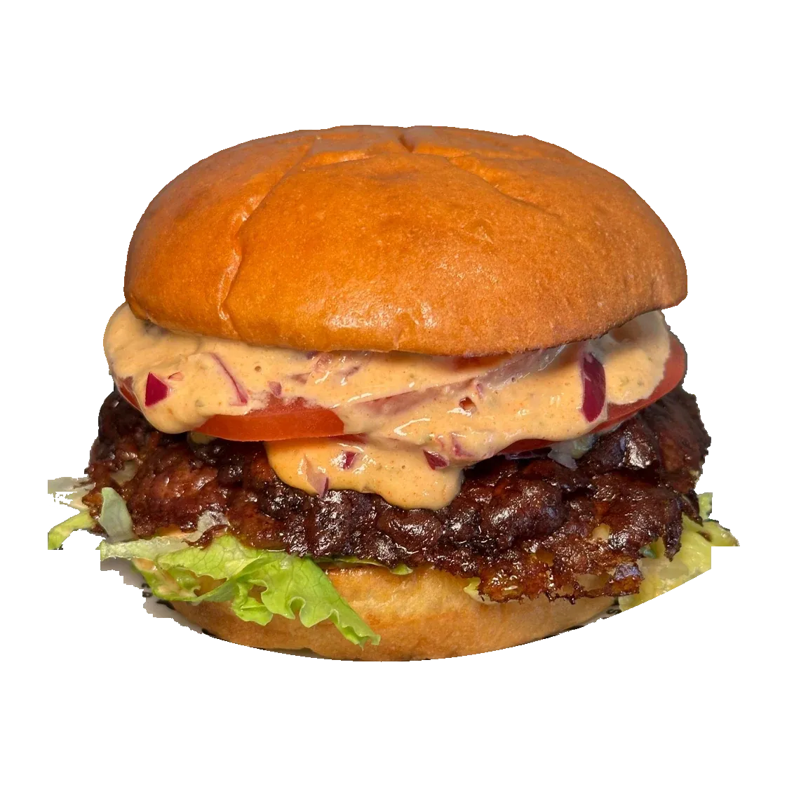 Classic Green: hamburguesa doble con lechuga, tomate, cebolla y salsa rosa